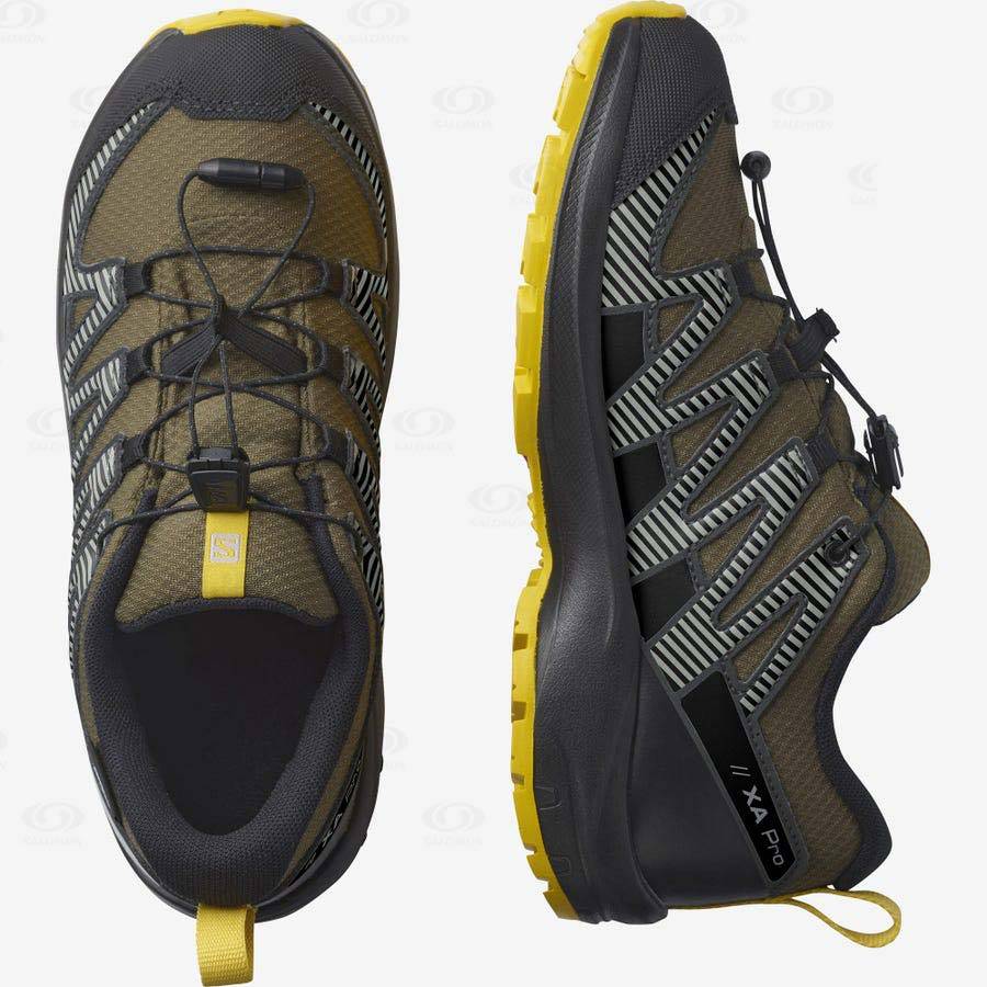 Zapatillas Trekking Salomon XA PRO V8 CLIMASALOMON™ WATERPROOF Niños Verde Oliva | ES-L1011